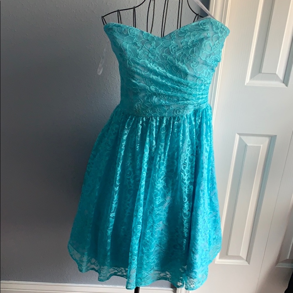 Blue prom Easter bridesmaid strapless dress